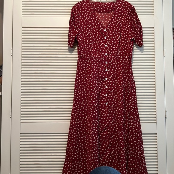 Burgundy Button Down Maxi Dress - Picture 2 of 6
